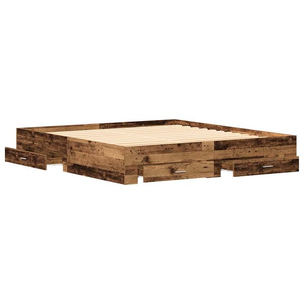 vidaXL Cadre de lit Bois Ancien 180 x 200 cm Bois d'ing&eacute;nierie