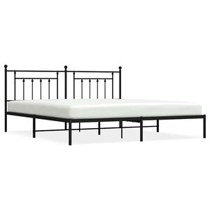 vidaXL Cadre de lit m&eacute;tal sans matelas avec t&ecirc;te de lit noir 193x203cm