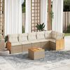vidaXL Salon de jardin avec coussins 7 pcs beige r&eacute;sine tress&eacute;e