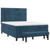 vidaXL Sommier &agrave; lattes de lit et matelas Bleu fonc&eacute; 140x200cm Velours