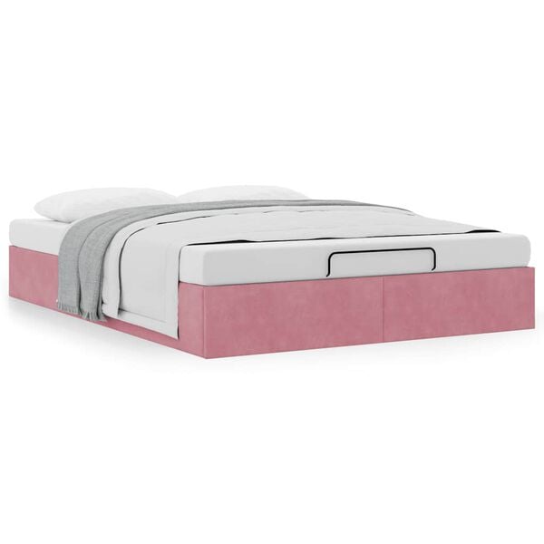 vidaXL Cadre de lit ottoman sans matelas rose 140x190 cm velours
