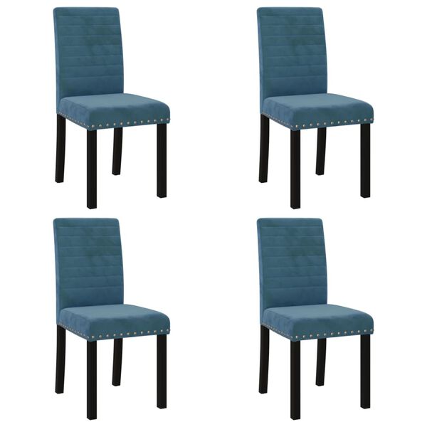 vidaXL Chaises &agrave; manger lot de 4 bleu velours