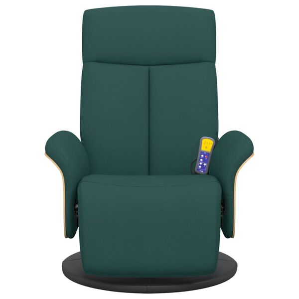 vidaXL Fauteuil inclinable de massage et repose-pieds vert fonc&eacute; tissu