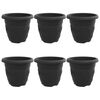 vidaXL Pot &agrave; fleurs rond 6 pc Noir &Oslash; 30 x 25 cm Plastique