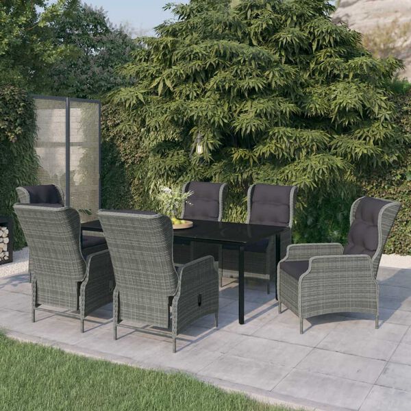 vidaXL Ensemble &agrave; manger de jardin 7 pcs Gris clair