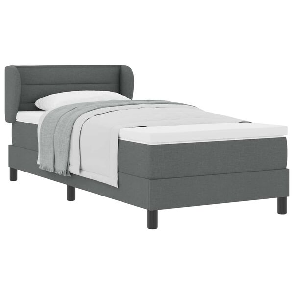 vidaXL Lit &agrave; ressorts avec matelas Gris fonc&eacute; 90 x 190 cm tissu