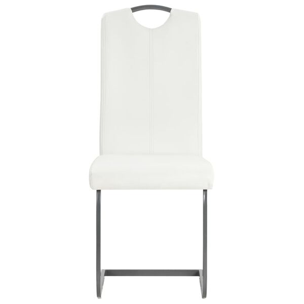 vidaXL Chaises à manger cantilever lot de 2 blanc similicuir