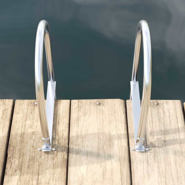 vidaXL &Eacute;chelle de quai &agrave; 3 marches Argent 45 x 11,5 x 134 cm Aluminium
