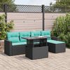 vidaXL Salon de jardin 6 pcs avec coussins noir résine tressée acacia