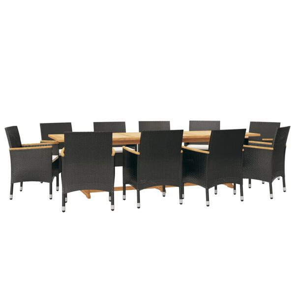 vidaXL Ensemble &agrave; manger de jardin 11 pcs avec coussins Noir