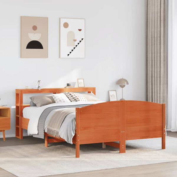 vidaXL Cadre de lit sans matelas cire marron 120x190cm bois pin massif