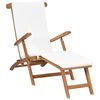 vidaXL Chaise longue avec coussin Blanc cr&egrave;me Bois de teck solide