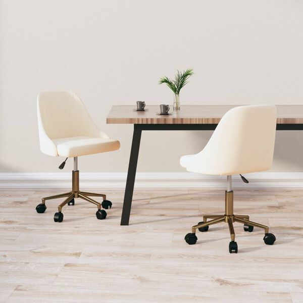 vidaXL Chaises pivotantes &agrave; manger lot de 2 cr&egrave;me velours