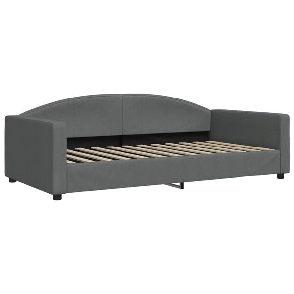 vidaXL Lit de jour avec gigogne et tiroirs gris foncé 100x200 cm tissu