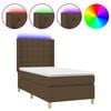 vidaXL Sommier &agrave; lattes de lit matelas LED Marron fonc&eacute; 90x200cm Tissu