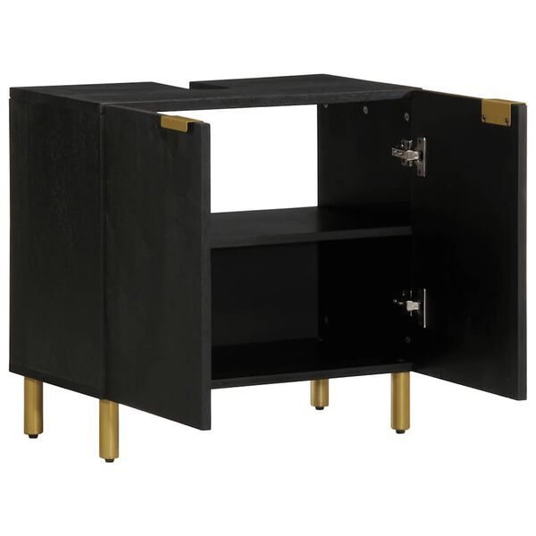 vidaXL Armoire lavabo de salle de bain noir bois d'ing&eacute;nierie
