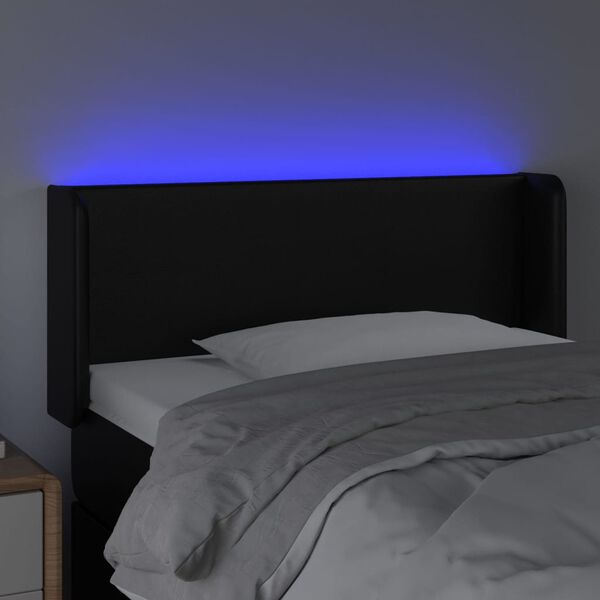 vidaXL T&ecirc;te de lit &agrave; LED Noir 103x16x78/88 cm Similicuir