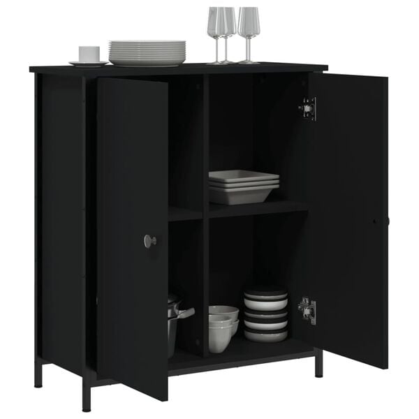 vidaXL Buffet noir 70x30x80 cm bois d'ingénierie