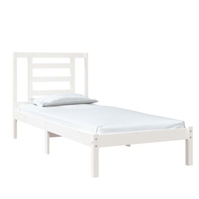 vidaXL Cadre de lit Blanc Bois massif 75x190 cm Petit simple