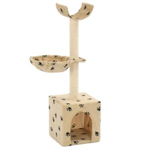 vidaXL Arbre &agrave; chat et griffoirs en sisal 105 cm Beige Motif de pattes