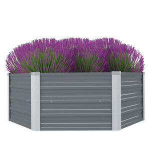 vidaXL Jardini&egrave;re 129 x 129 x 46 cm cm Acier galvanis&eacute; Gris