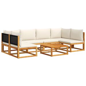 vidaXL Ensemble de canap&eacute;s de jardin 7 pi&egrave;ces avec coussins en bois d'acacia et rotin