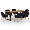 vidaXL Ensemble &agrave; manger de jardin 7 pcs Noir