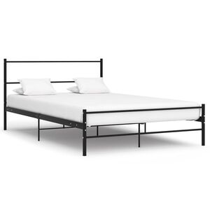 vidaXL Cadre de lit avec t&ecirc;te de lit sans matelas noir 160x200cm m&eacute;tal