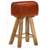 vidaXL Chaises de bar lot de 2 cuir v&eacute;ritable bois de manguier solide