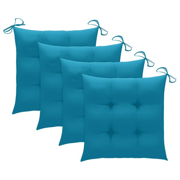 vidaXL Chaises de jardin avec coussins bleu clair lot de 4 Teck massif