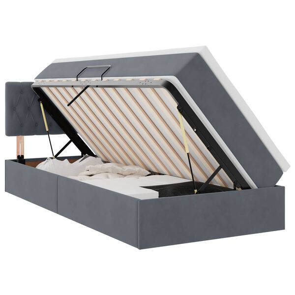 vidaXL Lit de Rangement avec matelas Gris fonc&eacute; 90 x 190 cm Velours