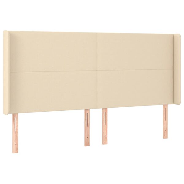 vidaXL T&ecirc;te de lit &agrave; LED Cr&egrave;me 163x16x118/128 cm Tissu