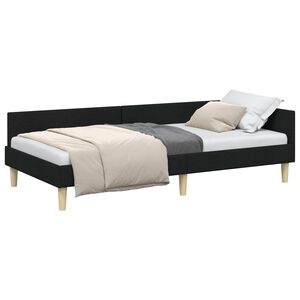 vidaXL Cadre de lit d'angle avec t&ecirc;te de lit Noir 90 x 190 cm tissu
