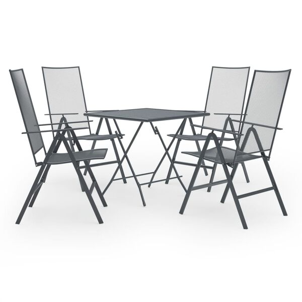 vidaXL Ensemble &agrave; manger de jardin 5 pcs Acier Anthracite