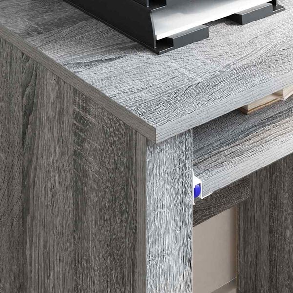 vidaXL Bureau avec roues Gris Sonoma 91 x 50 x 77 cm Bois d'ing&eacute;nierie