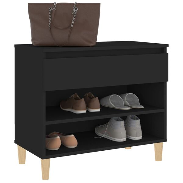 vidaXL Armoire &agrave; chaussures Noir 70x36x60 cm Bois d'ing&eacute;nierie