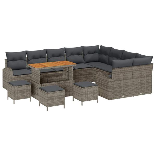 vidaXL Ensemble de canap&eacute; de jardin avec coussin 13 pcs Gris