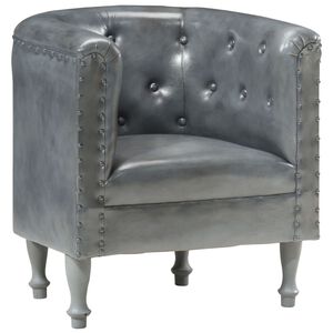 vidaXL Chaise cabriolet Gris cuir v&eacute;ritable