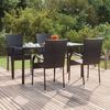 vidaXL Ensemble &agrave; manger de jardin 5 pcs Noir R&eacute;sine tress&eacute;e