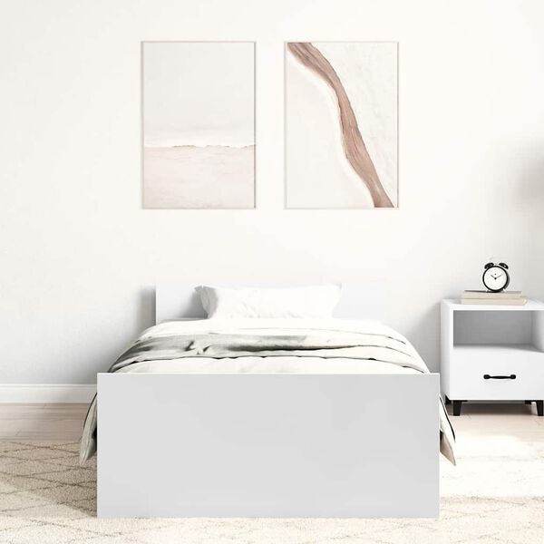 vidaXL Cadre de lit sans matelas blanc 75x190 cm bois d'ingénierie