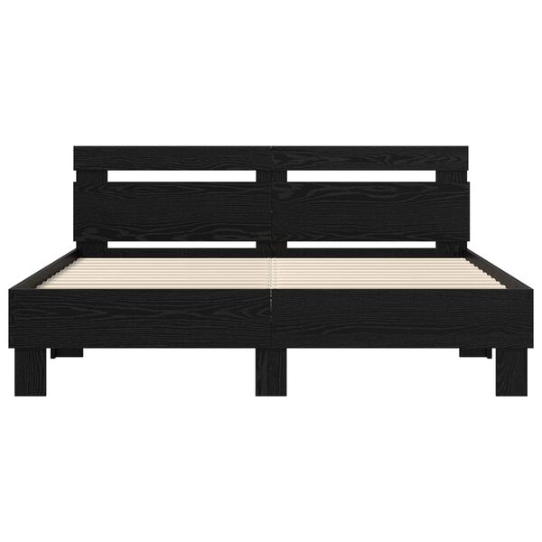 vidaXL Cadre de lit Ch&ecirc;ne noir 140 x 200 cm Bois d'ing&eacute;nierie
