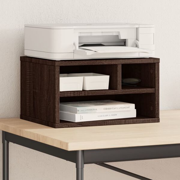 vidaXL Support d'imprimante ch&ecirc;ne marron 40x32x22,5 cm bois ing&eacute;nierie