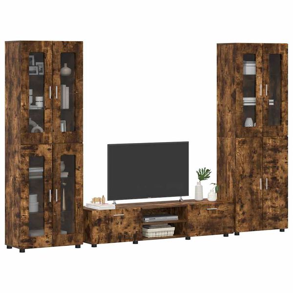 vidaXL Ensemble meuble TV FLORIN Ch&ecirc;ne fum&eacute; Bois d'ing&eacute;nierie