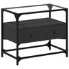 vidaXL Meuble TV et dessus en verre noir 60x35x51 cm bois d'ing&eacute;nierie
