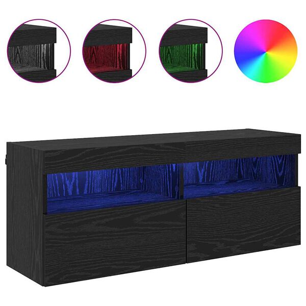 vidaXL Meuble TV mural Ch&ecirc;ne noir 100 x 30 x 40 cm Bois d'ing&eacute;nierie