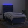 vidaXL Sommier &agrave; lattes de lit matelas et LED Bleu 90x200 cm Tissu