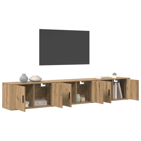 vidaXL Ensemble de meuble TV mural Montage mural 3 pcs Ch&ecirc;ne artisanal