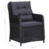 vidaXL Chaises de jardin avec table &agrave; th&eacute; lot de 2 R&eacute;sine tress&eacute;e Noir
