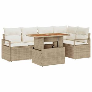 vidaXL Ensemble de canap&eacute; de jardin 6 pc Beige Poly rotin