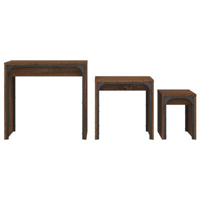 vidaXL Tables basses gigognes 3 pcs chêne marron bois d'ingénierie
